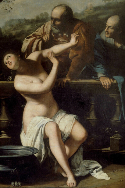 Artemisia Gentileschi; Susana y los viejos, 1649, Galeria Morava de Brno, República Checa (detalle)