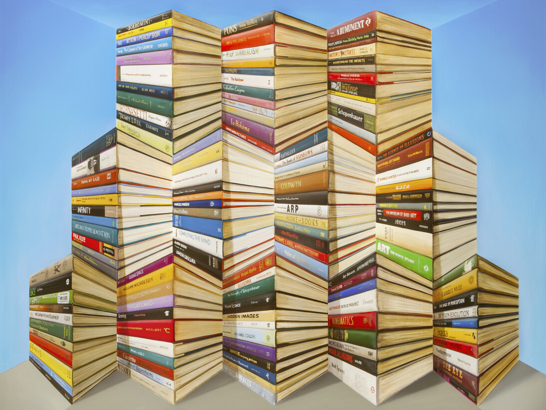 Book Mountain, 2013,Oil on board construction, 80 x 90 cm