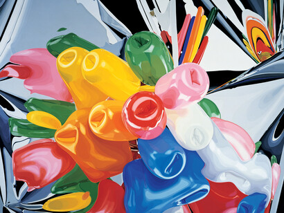 Tulips, 1995 – 98. Oil on canvas, 111 3⁄8 x 131 in. (282.9 x 332.7cm). Private collection © Jeff Koons