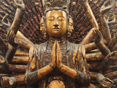 Photo by Daniel Gauss from the Vietnam National Museum of Fine Arts, Hanoi, The Thousand-Armed and Thousand-Eyed Avalokiteshvara, But Thap Pagoda, Bac Ninh province, 1656 