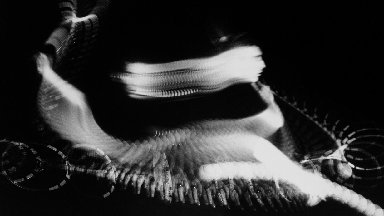 Harold Edgerton, Swirls & Eddies: Tennis, 1939, Gelatin silver print, 36 x 45 inches, 91.4 x 114.3 cm. © Estate of Harold Edgerton at MIT; courtesy of Palm Press, Inc.