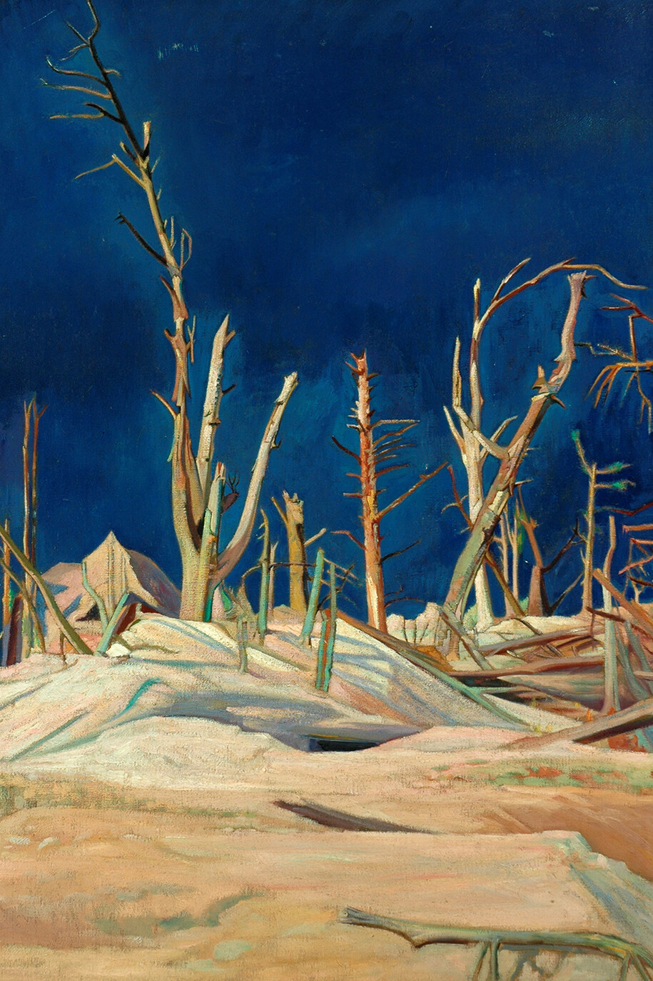 William Rothenstein, Blasted Trees, 1917, Oil on canvas, 101 x 76 cm, Bradford Museums
& Galleries
© The Estate of William Rothenstein