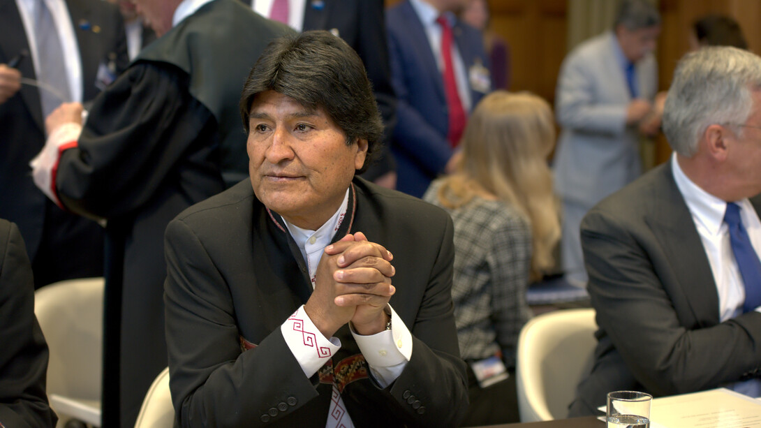 Evo Morales en la Corte Internacional en La Haya