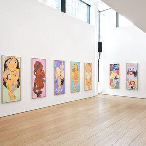 Cecilia Vicuña, La migranta blue nipple, exhibition view. Courtesy of Lehmann Maupin Gallery