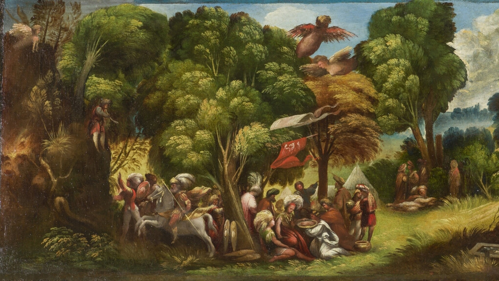 Dosso Dossi, The arrival of the trojans at the Strophades islands and the attack of the harpies (detail), 1520 - 1526. Courtesy of Museo Nacional del Prado
