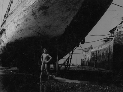Keith Vaughan, Boy under Beached Ship Hull II, 1939 © the estate of Keith Vaughan, by courtesy of Austin/Desmond Fine Art