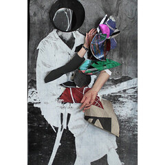 Sally Smart, Hand Puppet Abstact, HH (The Pedagogical Puppet) 2013, Silkscreen on fabric with collage elements, 122 x 62 cm 