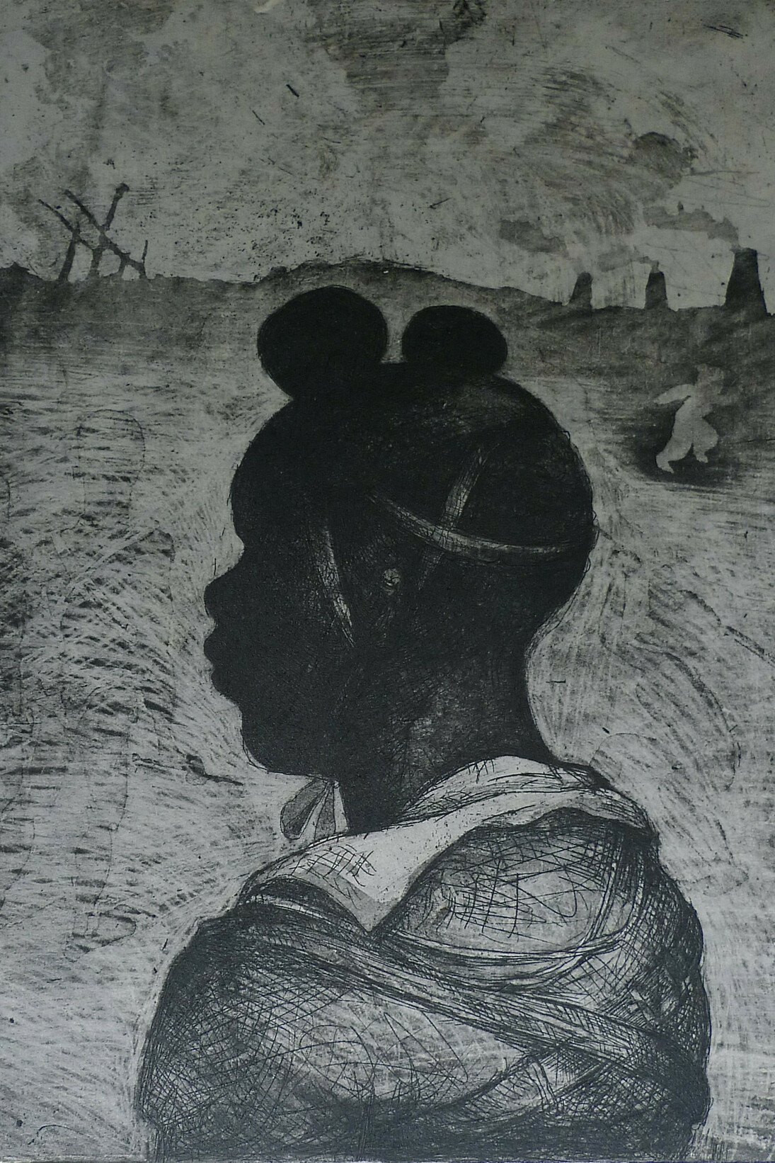 Marcelle Hanselaar, Child Soldier 1, etching/aquatint chine-collé, 2014 © Marcelle Hanselaar