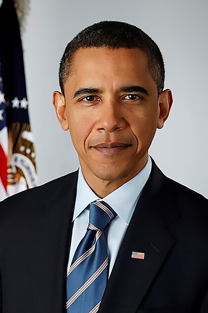 Barack Obama. This photograph, Obama's official presidential portrait, was taken shortly after he took office