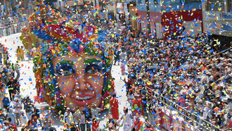 "Dioses Ancestrales" de Hugo Moncayo, 2007. Alegoría del Carnaval de Blancos y Negros