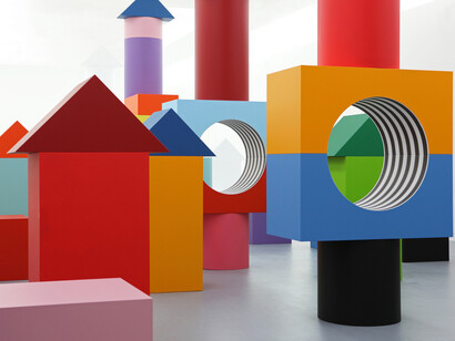 Daniel Buren, Comme un jeu d’enfant, travail in situ, MAMCS, Strasbourg, juin 2014. Détail. © DB-ADAGP Paris