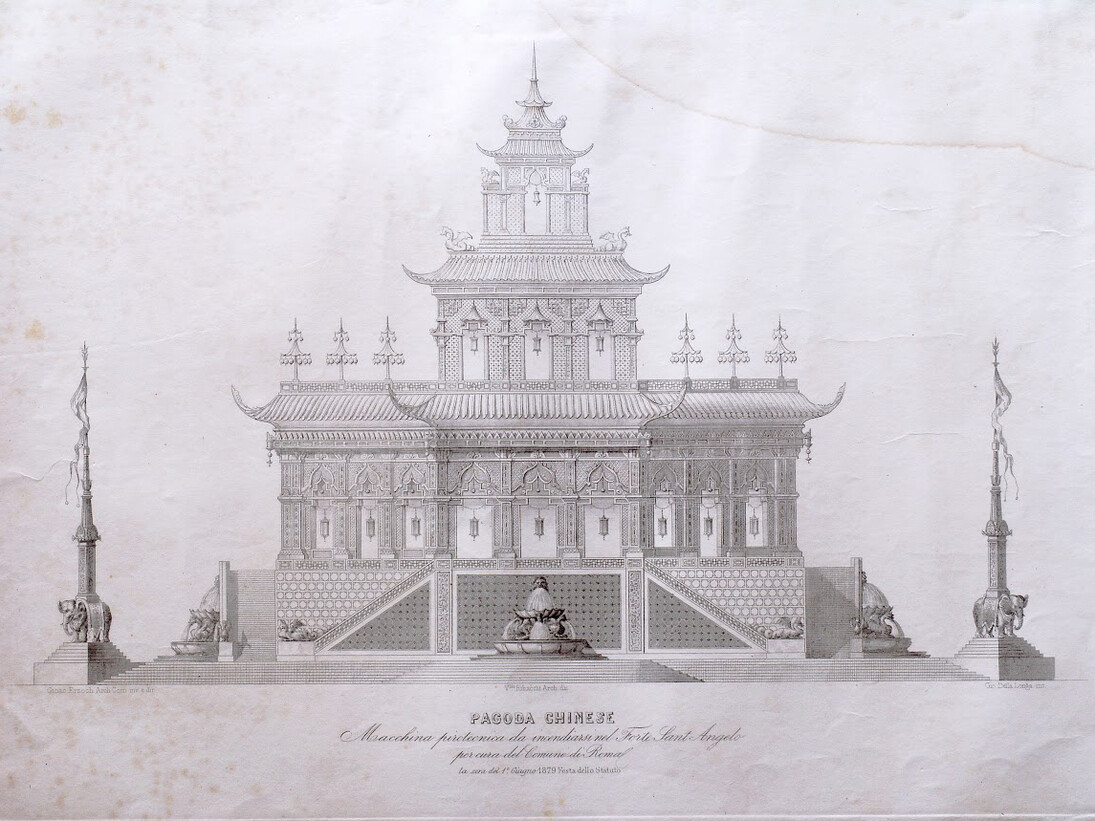 Gioacchino Ersoch, Pagoda chinese, macchina pirotecnica per Castel Sant'Angelo, 1879