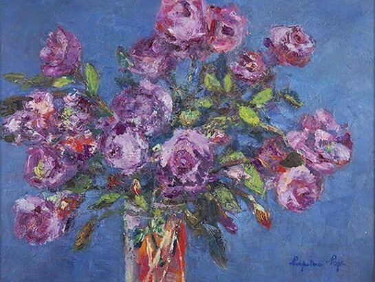 Perpetua Pope, Still Life, Flowers in a Glass Vase, 1990