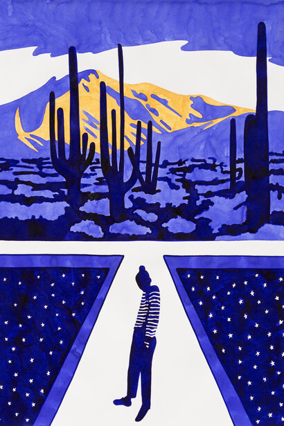 Ivo Morrison, If Heaven Ain’t A Lot Like Texas., 2018, ink on paper. Courtesy of Rebecca Hossack Art Gallery.