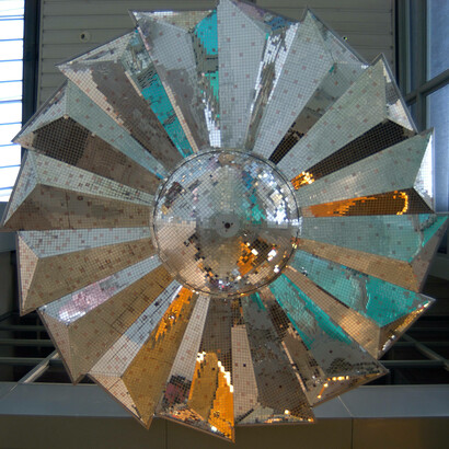 Flower petal mirrorball stage prop, 1973 – 5. © Pink Floyd (1987) Ltd