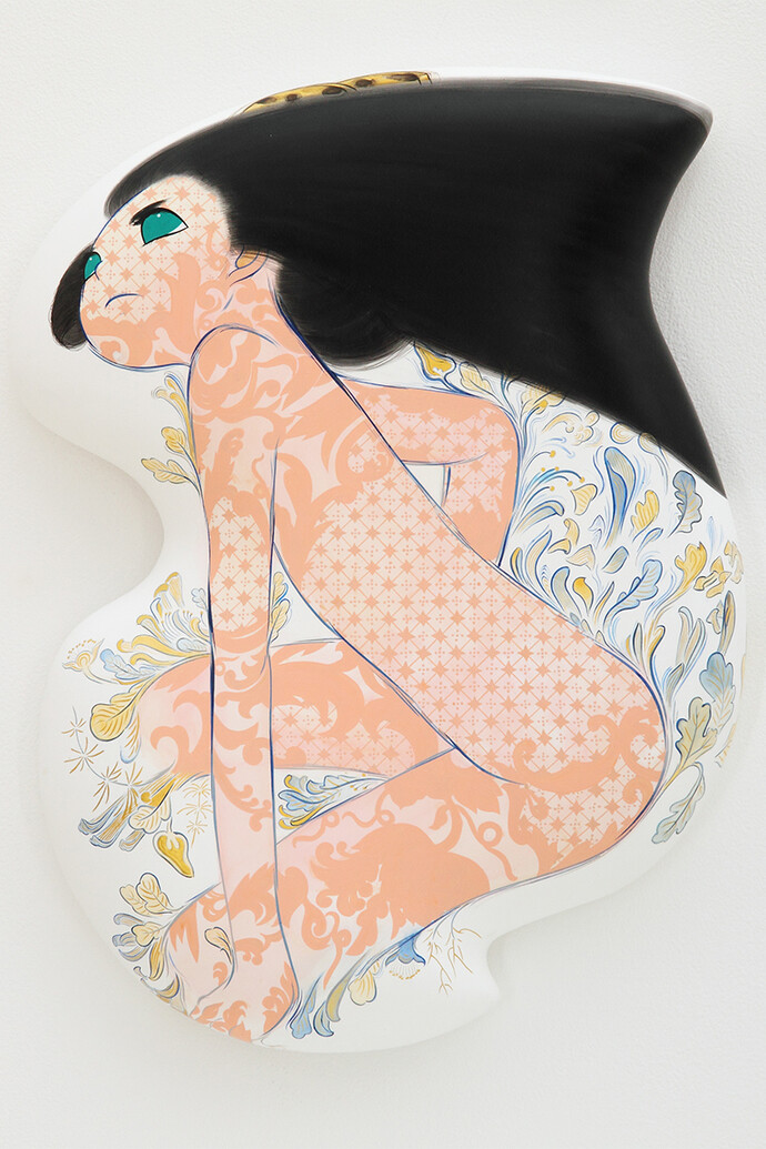 Ai Yamaguchi, kinou kyou, 2013, Acrylic on cotton, blanket and panel, 16.5 x 12.5 x 2 inches / 42 x 32 x 5 cm