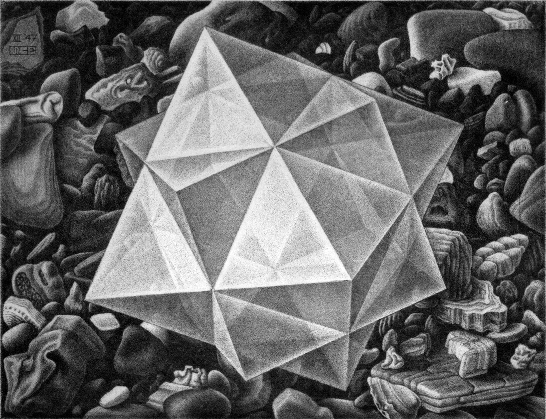 Maurits Cornelis Escher, Cristallo 1947 mezzatinta 133 x 172 mm Collezione privata. All M.C. Escher works © 2014 The M.C. Escher Company. All rights reserved
