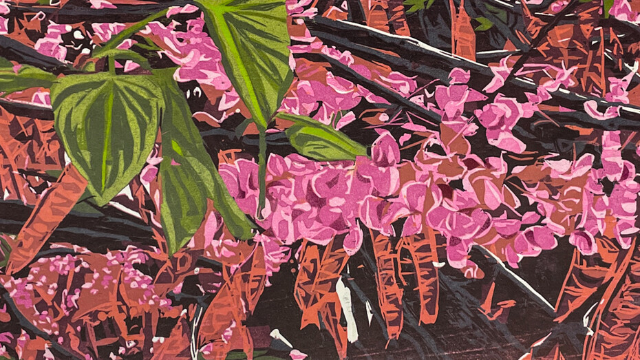 Jean Gumpper, Redbud (detail). Courtesy of William Havu Gallery