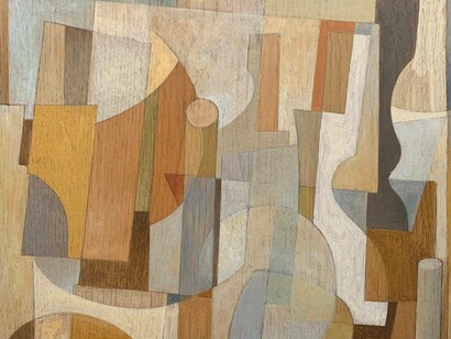 Architect's desk, 35 x 28 cm oil on wooden board, 2022