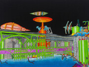 Marco Bolognesi, Propaganda Sendai: Alpha Centauri, 2014, photocollage, pastello ad olio, 107 x 154 cm