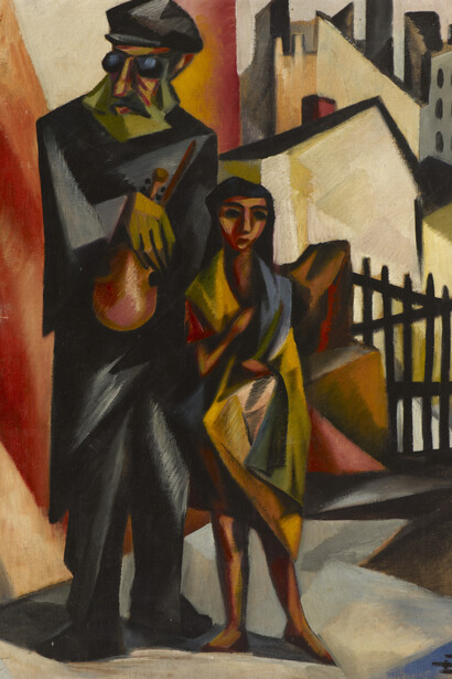 Isaac Lichtenstein, The Blind Fiddler, 1924, oil on canvas, 95 x 70 cm framed, Ben Uri Collection