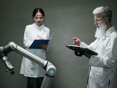 A doctor using the chatbot on a patient in the pursuit of providing better healthcare