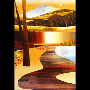 Sarah Winkler, Sunrise Yakima Valley, acrylic on wood panel, 60x40 inches. Courtesy the artist and Foster/White Gallery