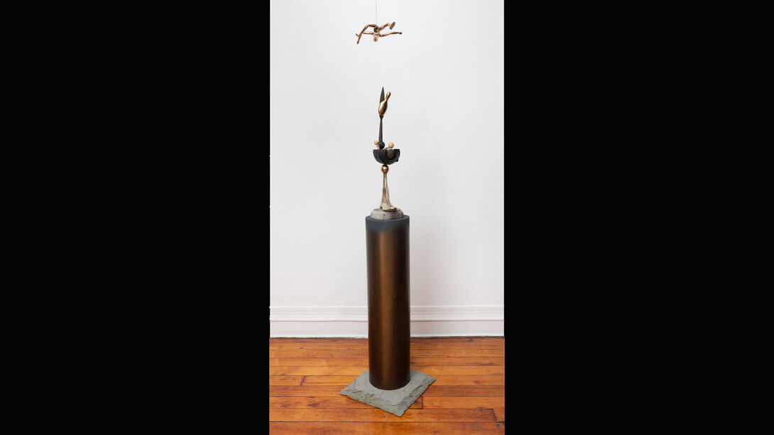 Tyrone Mitchell, To Dance for a Sock, 2024.
Bronze, wood, steel, and wire,
Dimensions variable. Courtesy of the artist and Welancora Gallery