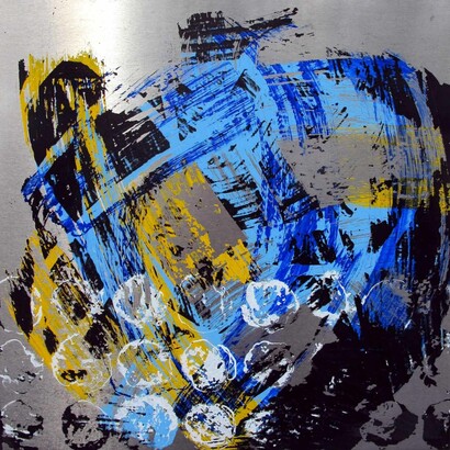 Jorge Enrique, Metallica 1206, Mixed media on aluminium 30x30x4cm / 12x12x1.5in.