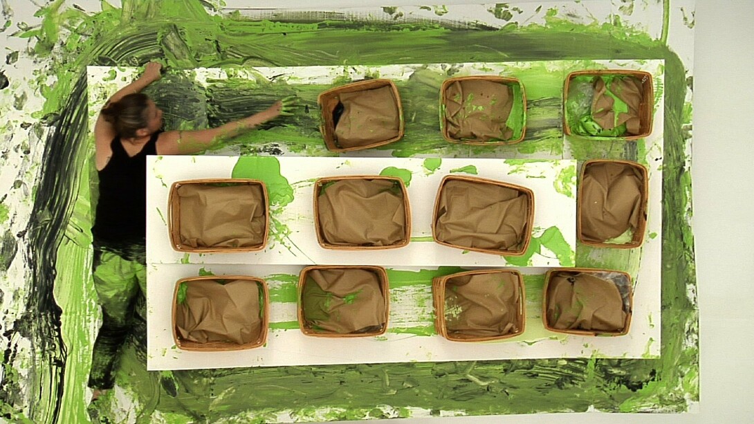 Kate Gilmore,
A Tisket, A Tasket (detail), 2013,
Single channel video, 32:14 minutes, color, sound.
Courtesy of the artist