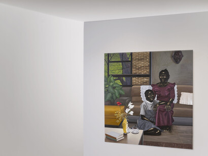 Eniwaye Oluwaseyi, Buried roots up in the air, exhibition view. Courtesy of Zidoun‑Bossuyt Gallery