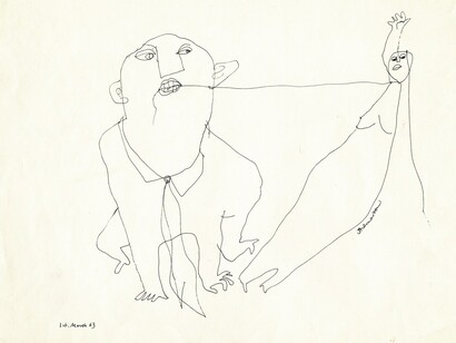 Party Games, 1963, pen and ink on paper, 23.5 x 35.5 cm. courtesy of l’étrangère