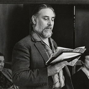 Bob Cobbing reading 'Are Your Children Safe in the Sea'  circa 1966-1972. Photograph: John Bennett
