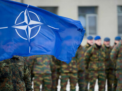NATO Soldiers and flag