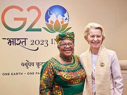 Ngozi Okonjo-Iweala and Ursula von der Leyen at G20 New Delhi, 2023, India 