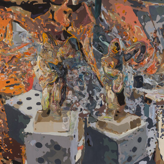 Elliott Hundley, Actor (Orange), 2015, Oil on linen, 203 x 244 cm, 80 x 96 in.