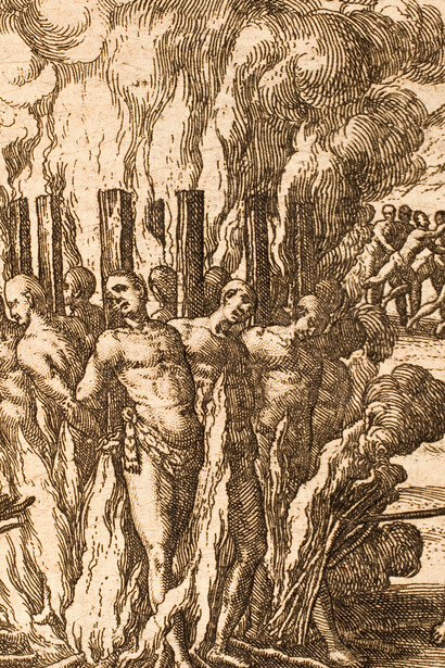 Ilustración de "Brevísima relación de la destrucción de las Indias", publicado en 1552 por Bartolomé de las Casas