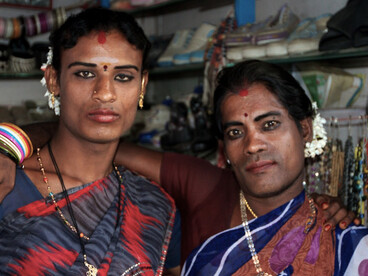 In South Asia, hijras—also known as aravanis and, in Pakistan, khawaja sira—are transgender, intersex, or eunuch people who live in communities organized through the guru–chela kinship system. Officially recognized as a third gender across the Indian subcontinent, they are considered neither entirely male nor female