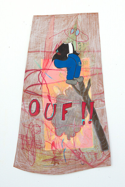 Sarah Tritz, Sluggo n° 2, 2015, peinture à l'huile, gouache, collage sur papier, 46 x 27 cm, courtesy of galerie anne barrault