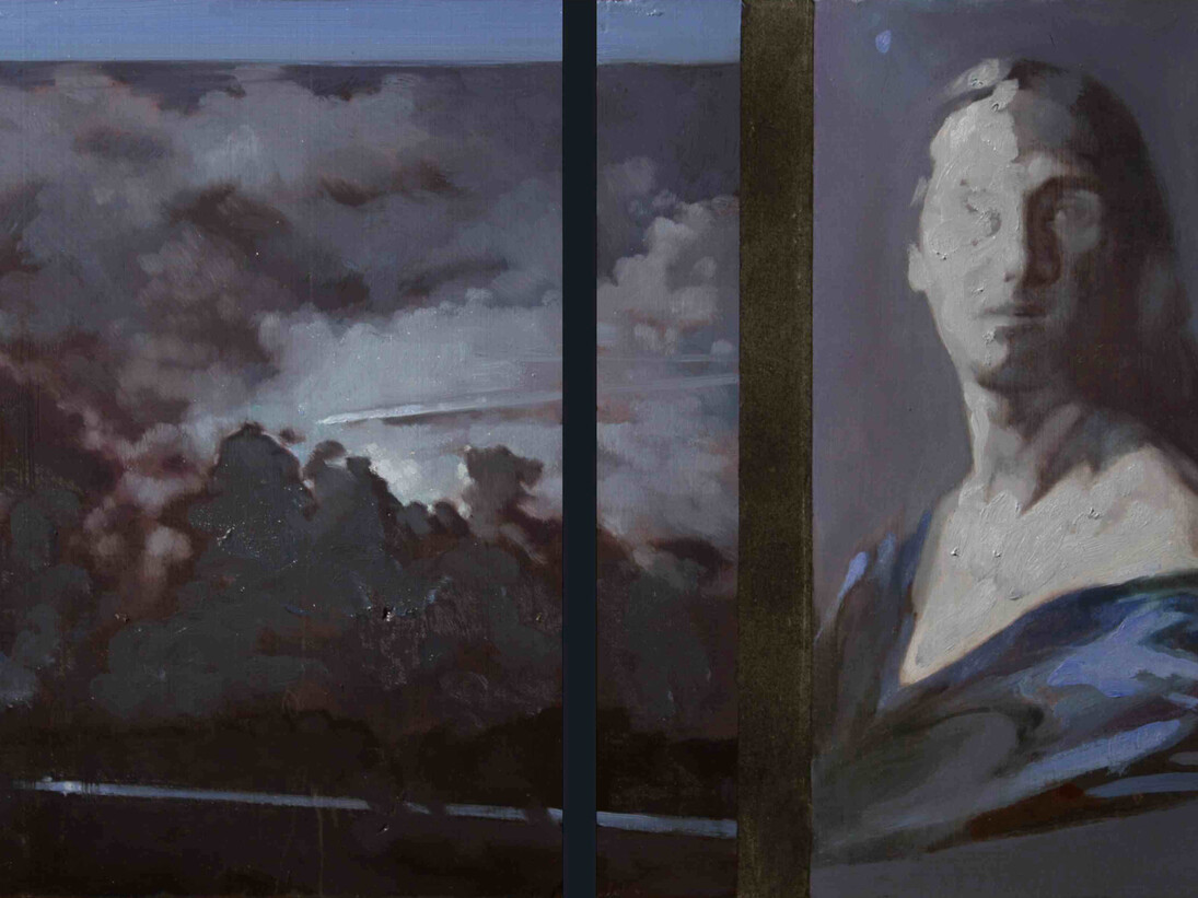 Simone Geraci, Notturno, olio su ardesia, 31 x 41 cm