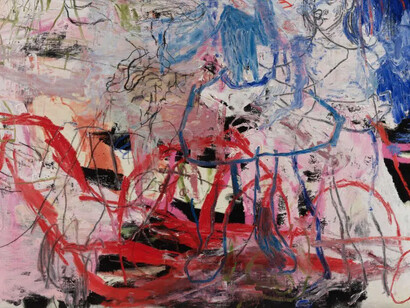 Quadro di Rita Ackermann presentato nella galleria d'arte Hauser and Wirth di New York, 2020