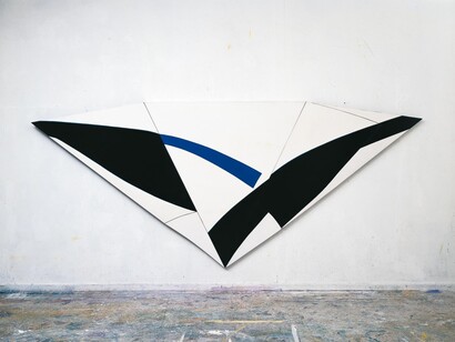 Trevor Bell, Thrust, 1968, oil on board, 168 x 391 cm