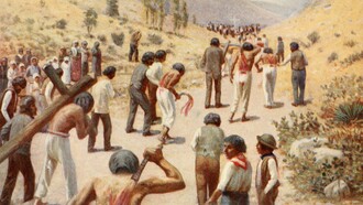 "Penitentes autoflagelándose en Nuevo México", pintura de William Lees Judson, 1920