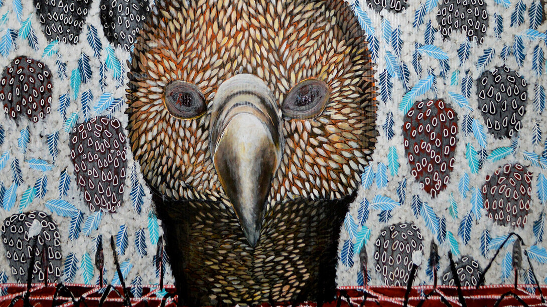 Omar Ba, You can see after (detail), 2014, Huile, gouache, crayon, encre de Chine sur carton ondulé, 200 x 150 cm, Courtesy de l'artiste et galerie Anne de Villepoix, Paris