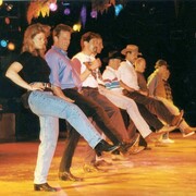 Line dancing lesson at the Rockfield Country Music Festival.