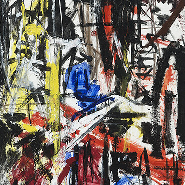 Immagine del tempo 1957 (dettaglio) – T. 1957
200,5 x 85 cm - Pittura a tempera, carboncino su carta intelata - Photo Vittorio Pavan, Venezia
Ⓒ Fondazione Emilio e Annabianca Vedova, Venezia

