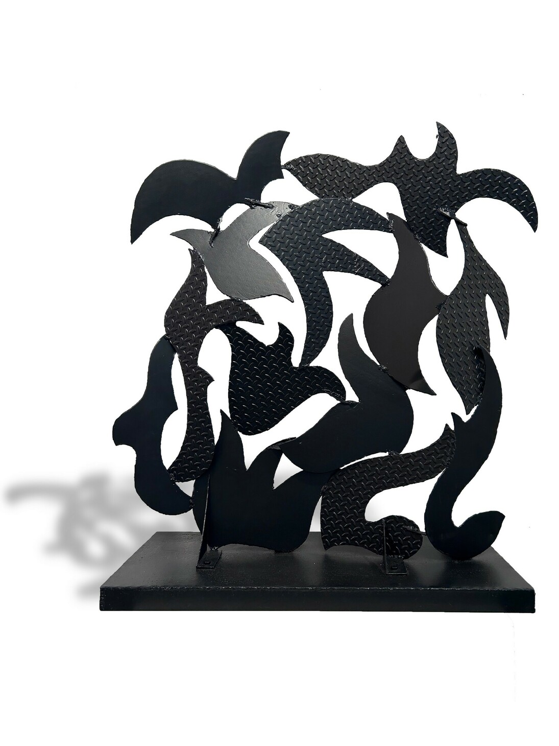 David Hayes, Screen Sculpture #83B, painted, welded diamond plated steel, 60x53x21 in