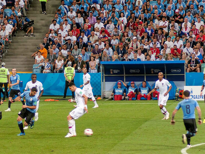 Luis Suárez durante un partido contra Portugal por la Copa del Mundo, Rusia, 30 de junio de 2018