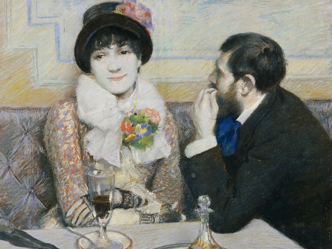 Federico Zandomeneghi, Coppia al caffè, 1885 circa Pastello su carta, cm. 44,5x54 Fondazione F.C. per l’Arte. Courtesy of Palazzo Zabarella