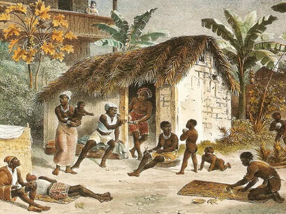 Representação de um quilombo no período do Brasil Colônia